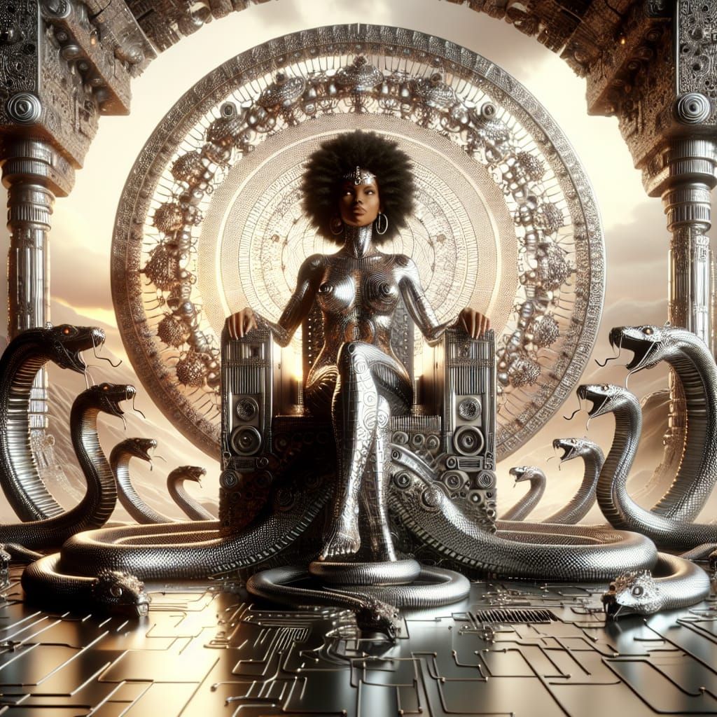 Goddess on a throne of serpents