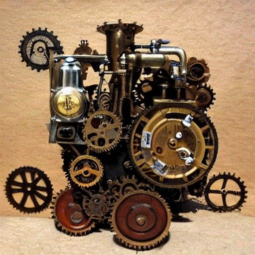Detailed Steampunk Engine Illustration