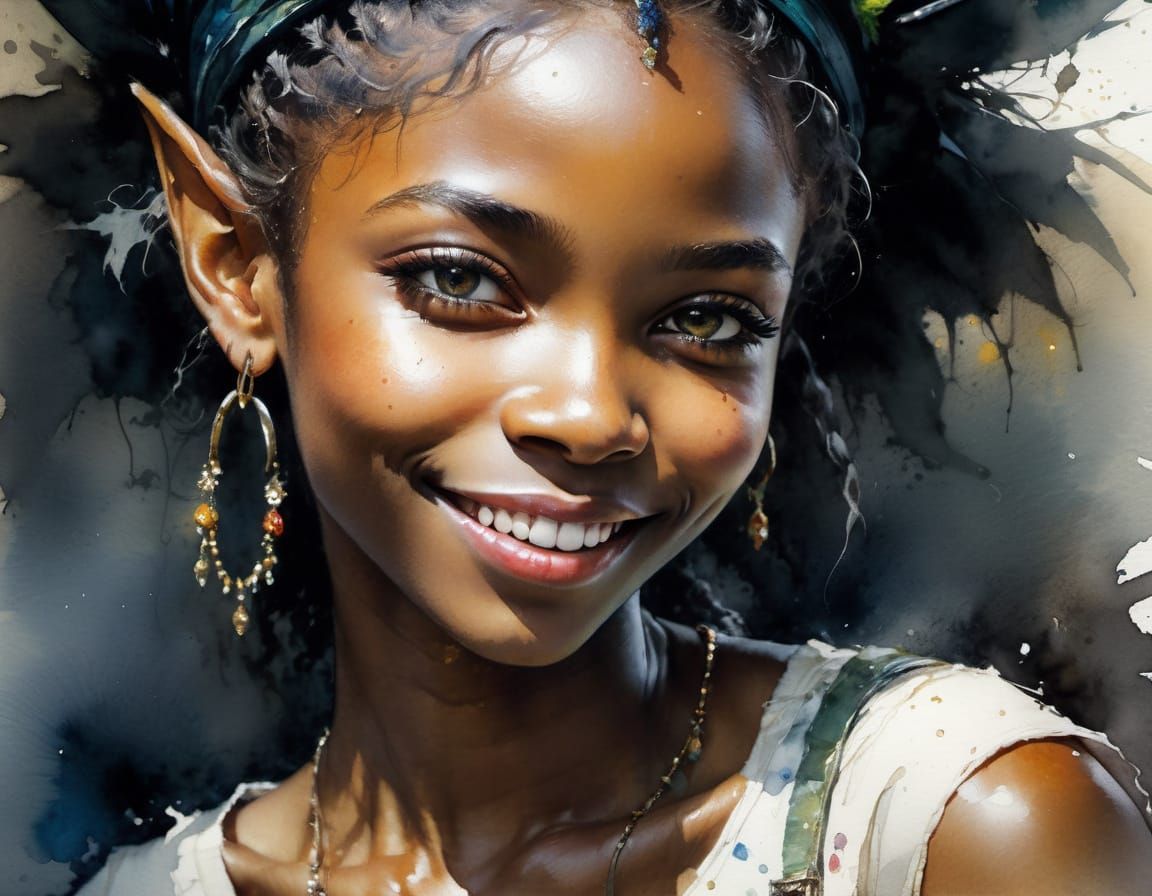 Rustic Watercolor Elf Maiden