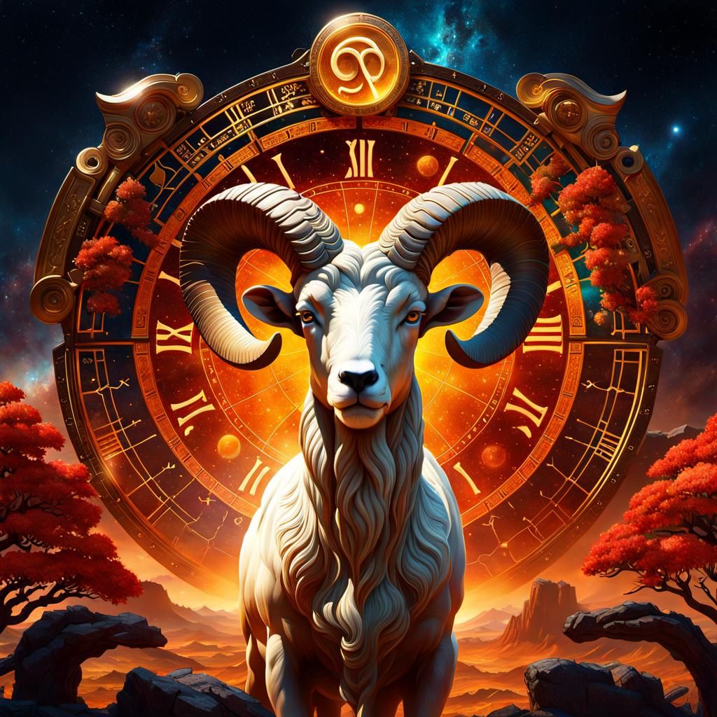 Aries Zodiac Symbol in Hyperrealistic Digital Art