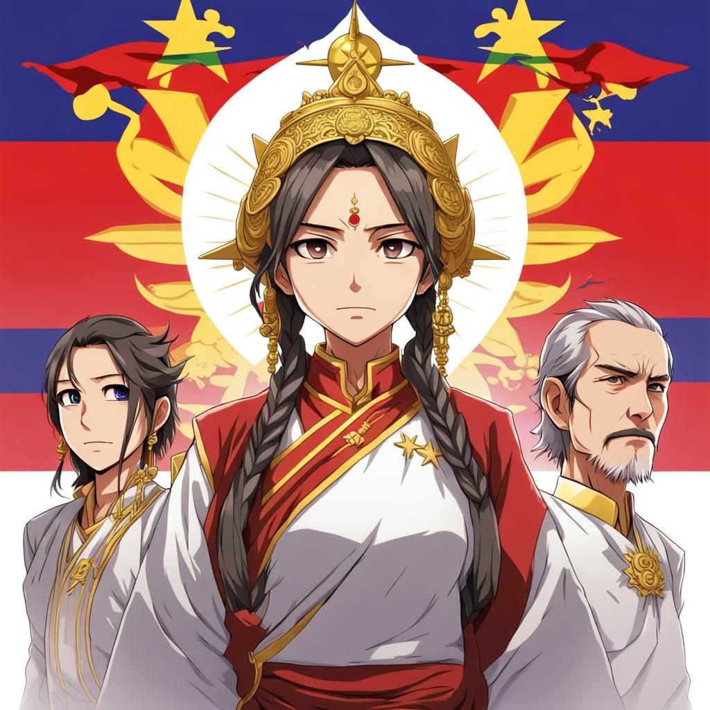 Myanmar Personified in Anime Style