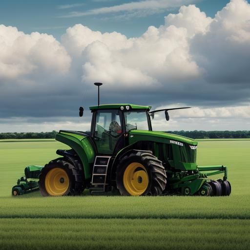 Flying Tractor Mowing Clouds in High Definition
