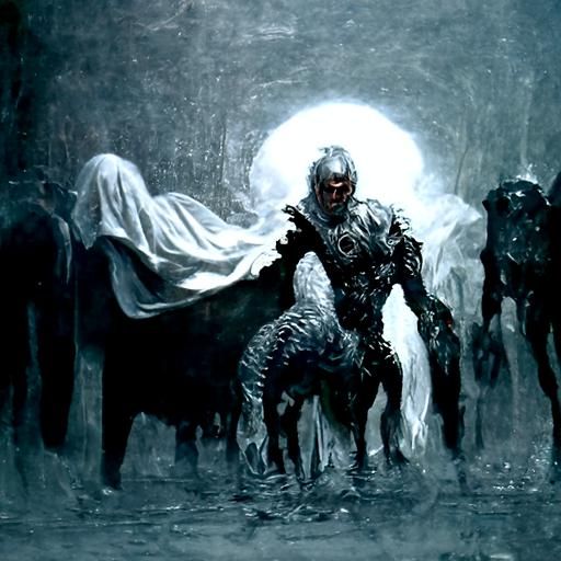 Terrifying Silver Beast in Dark Fantasy Style
