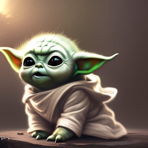 Pomeranian as Baby Yoda: Digital Art Portrait