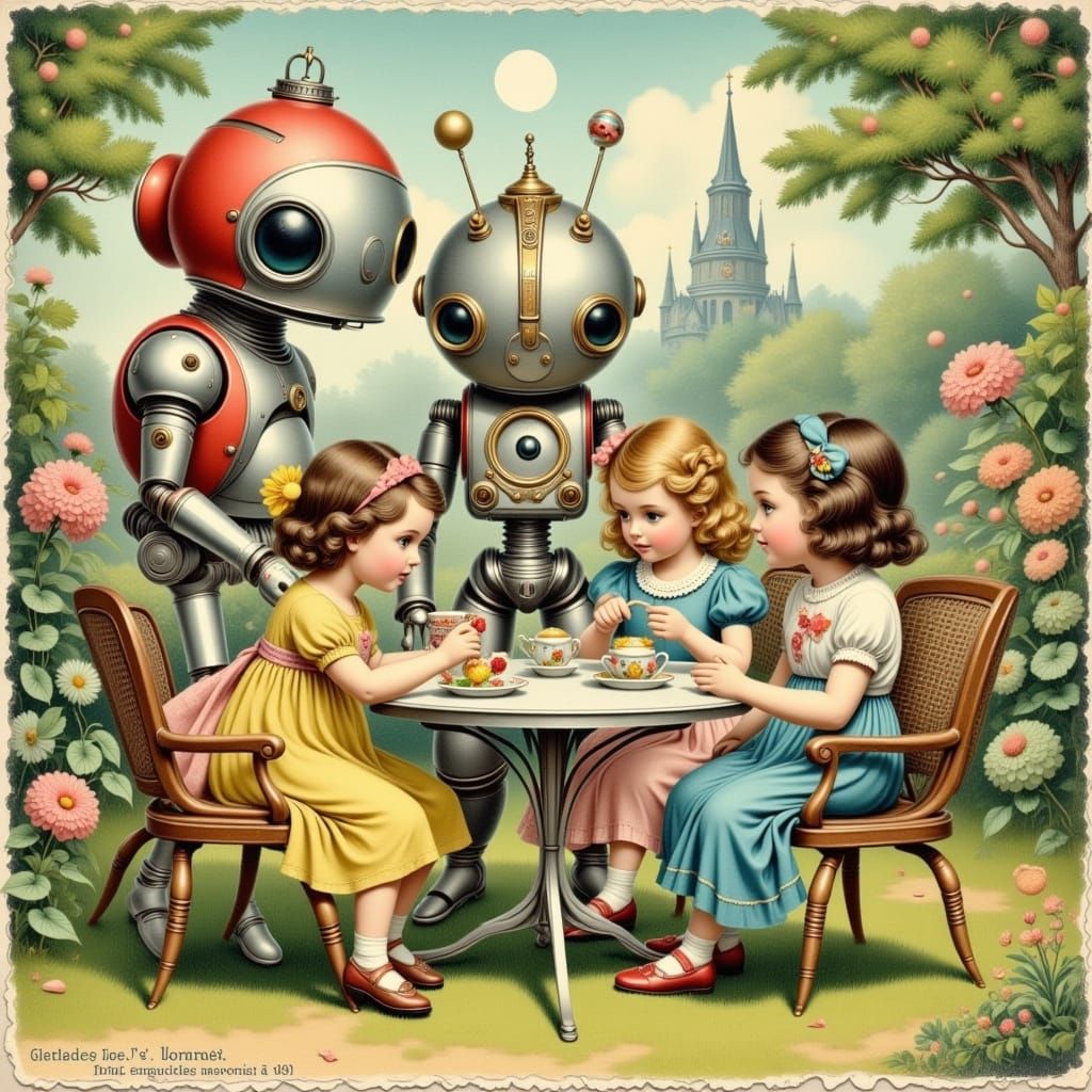 Dieselpunk Robots' Garden Tea Party
