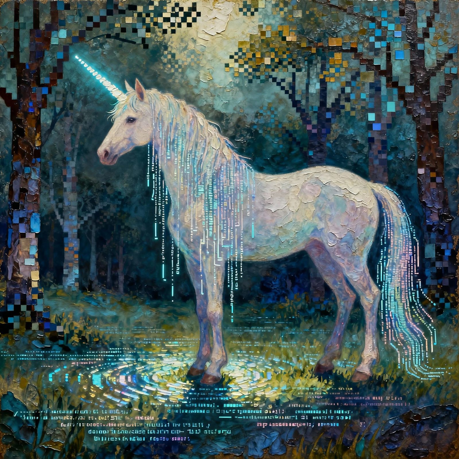 Ethereal Unicorn of Code in Pixelated Glade