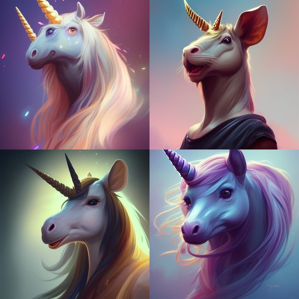 Unicorn Rat Portrait in Hyperdetailed Style