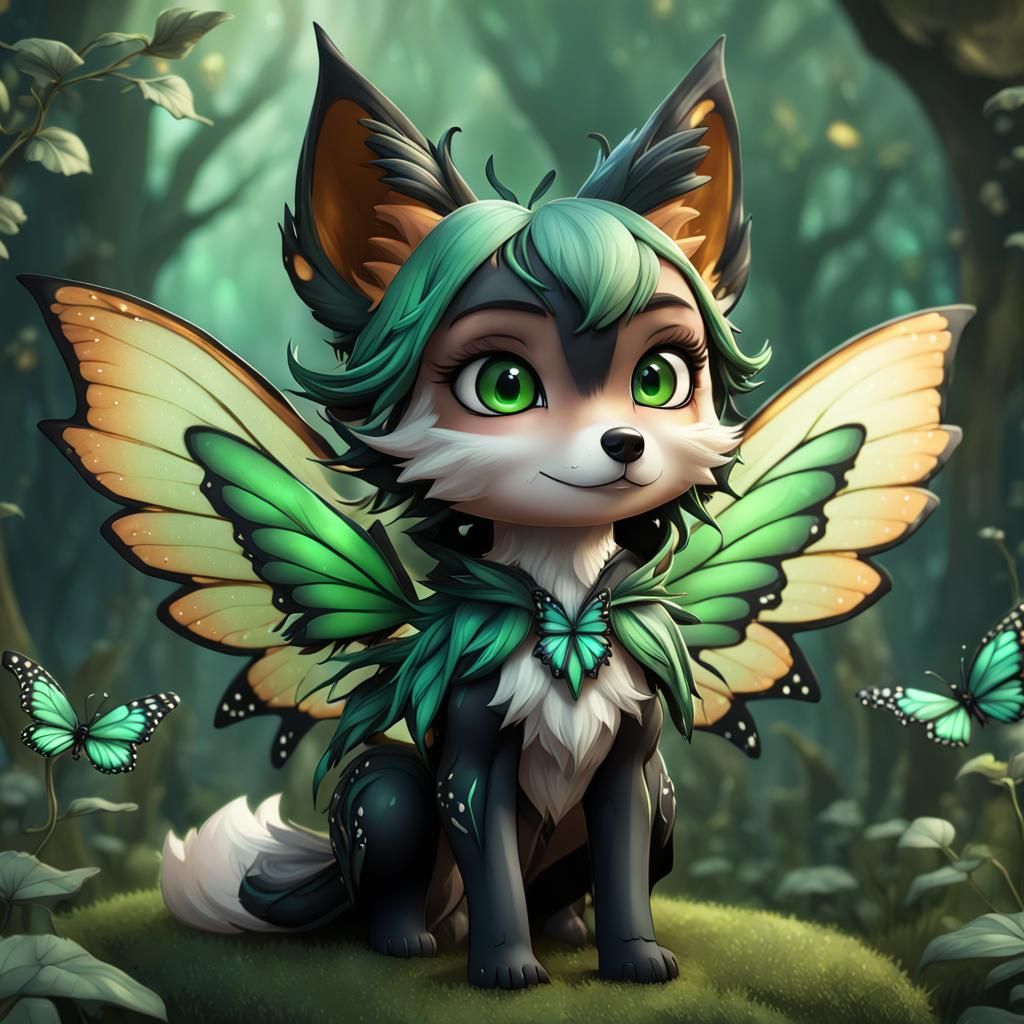 Chibi Fairy Fox with Butterfly Wings