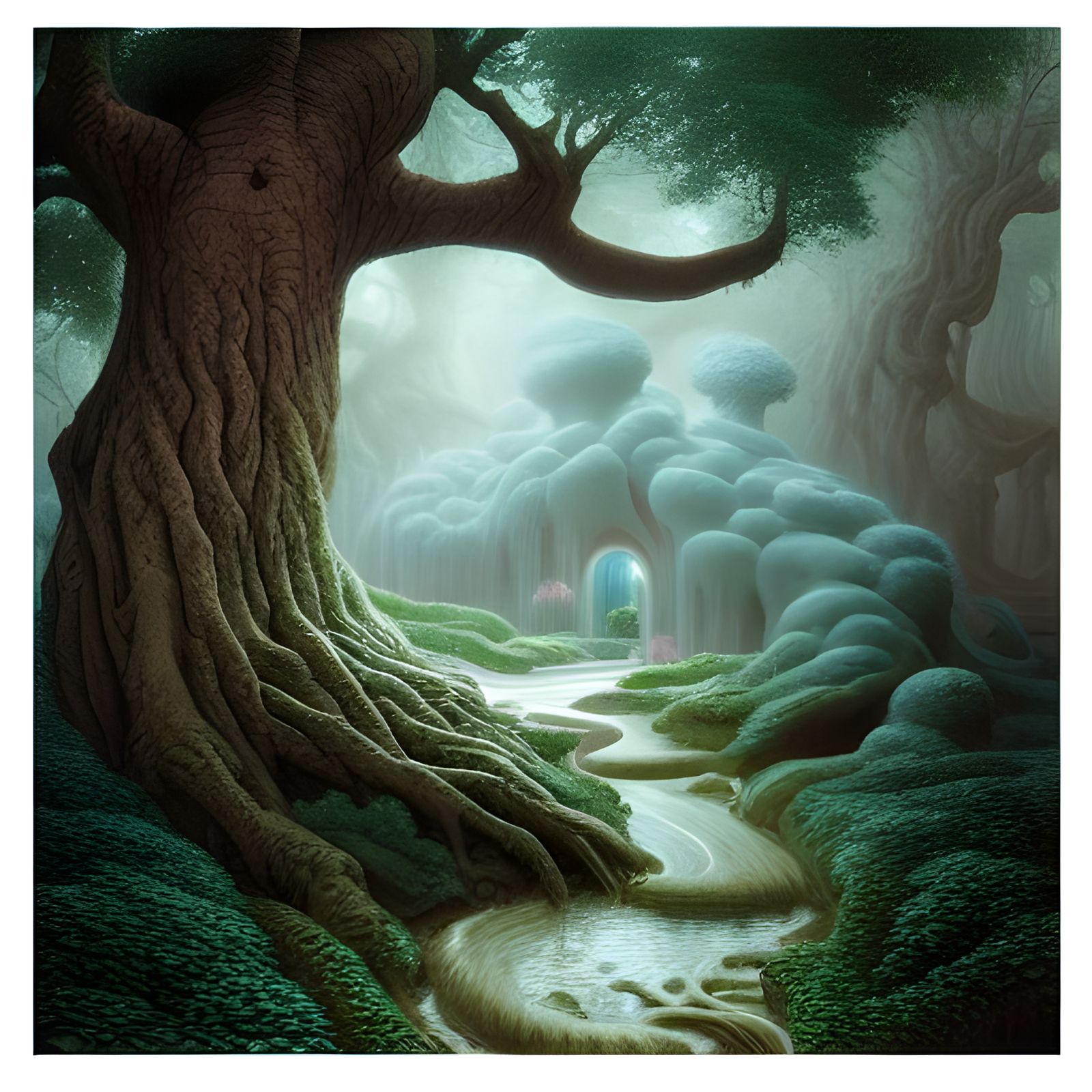 Ethereal Tree Woman Fantasy Art by Kinkade