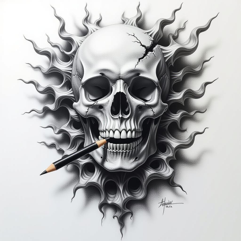 Hyperdetailed Charcoal Drawing