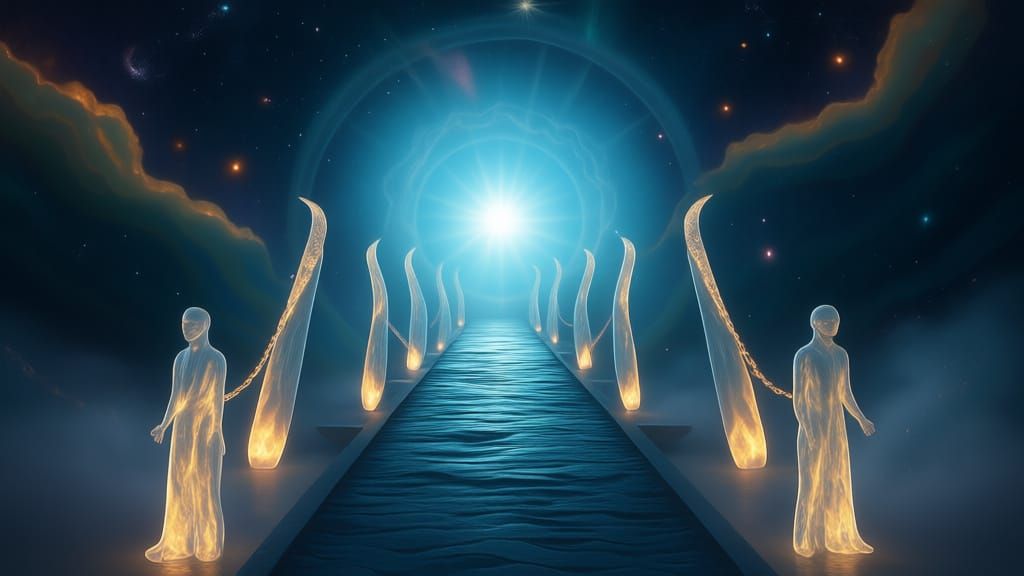Surreal Light Bridge to Another World with Phantom Guardians