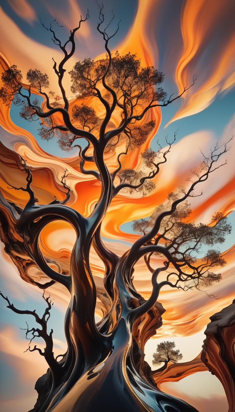 Surreal Dreamscape with Melting Rocks in Dreamlike Style