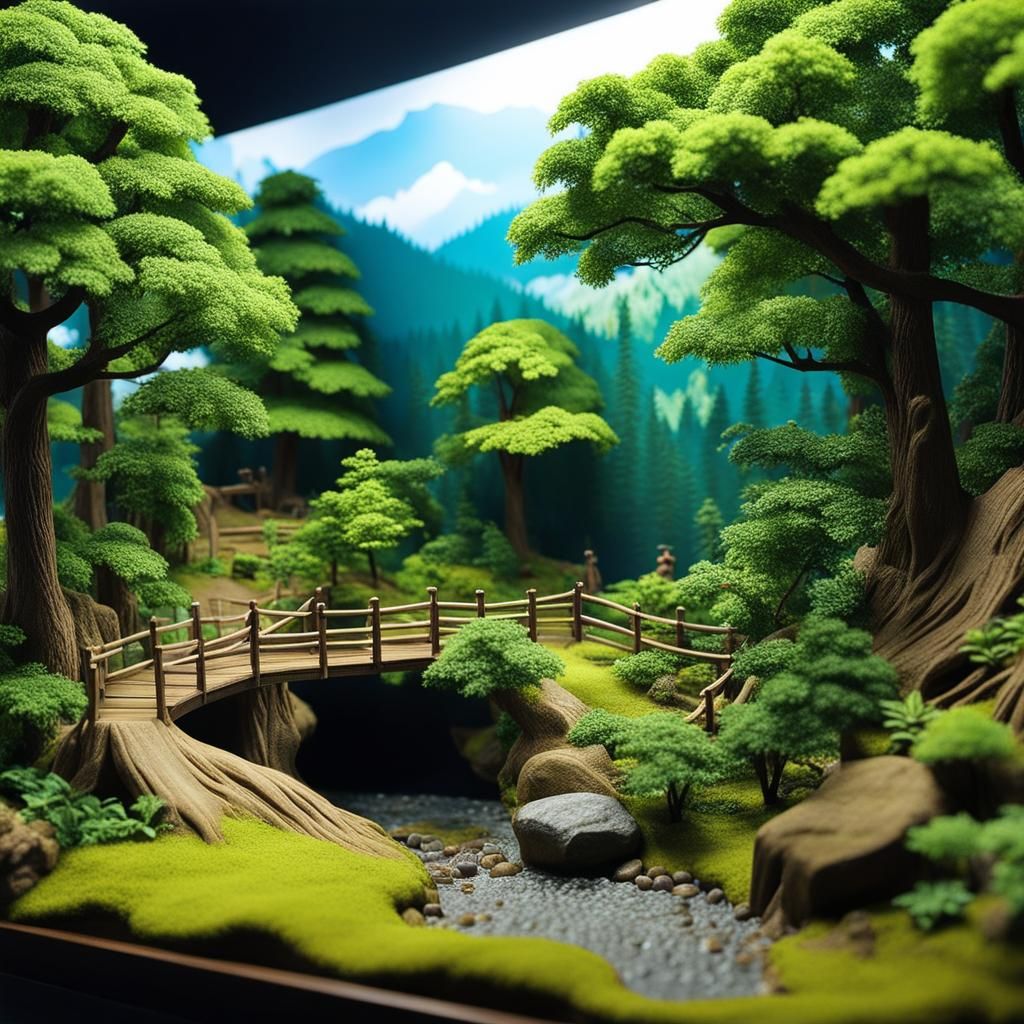 Realistic Diorama of Beautiful Tree Landscape
