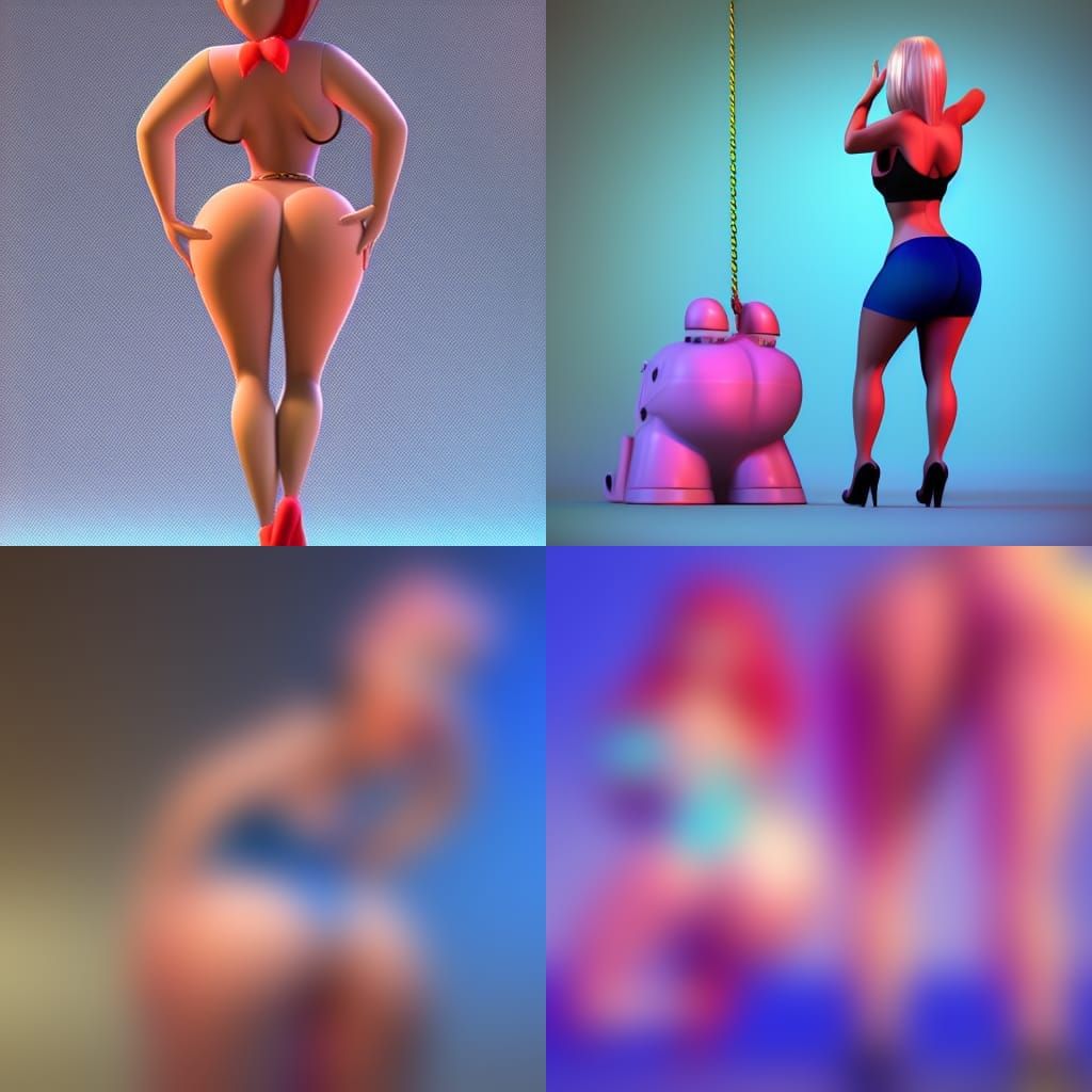 Cartoon Woman Dancing in 3D Style