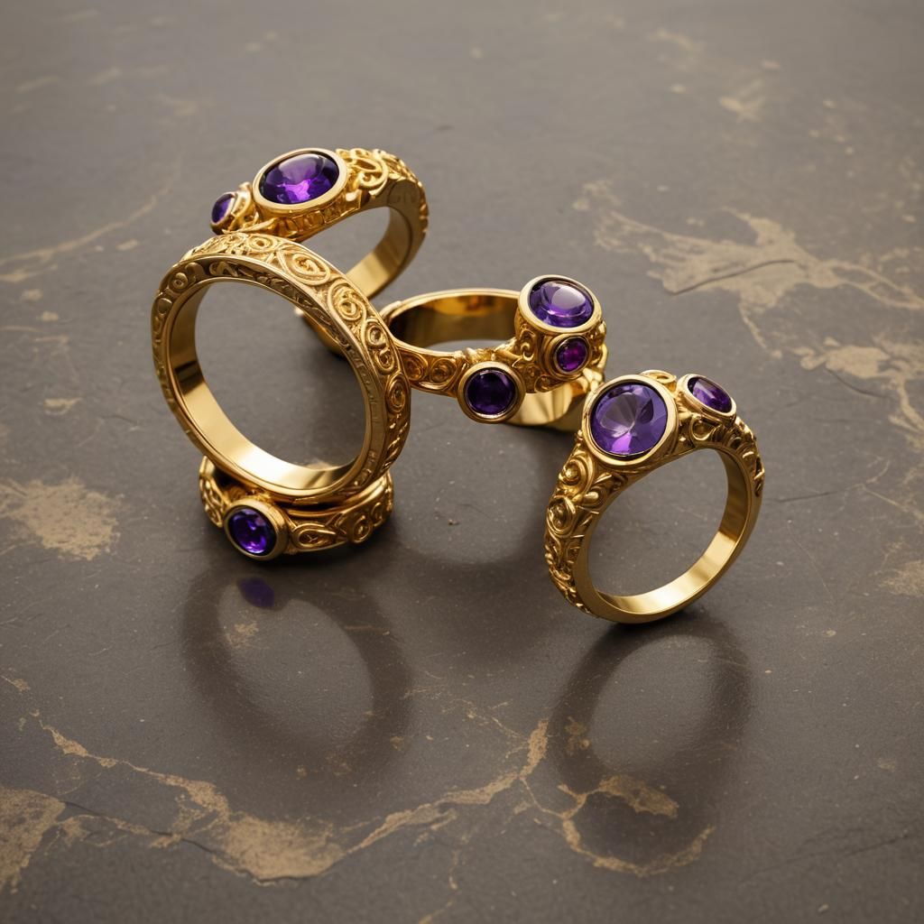 Goa'uld Symbol Ring in 24k Gold, Fantasy Art