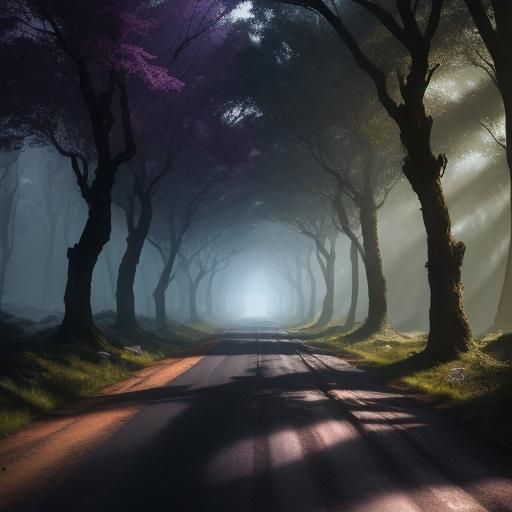 Mystical Forest Road: Matte Painting Concept Art