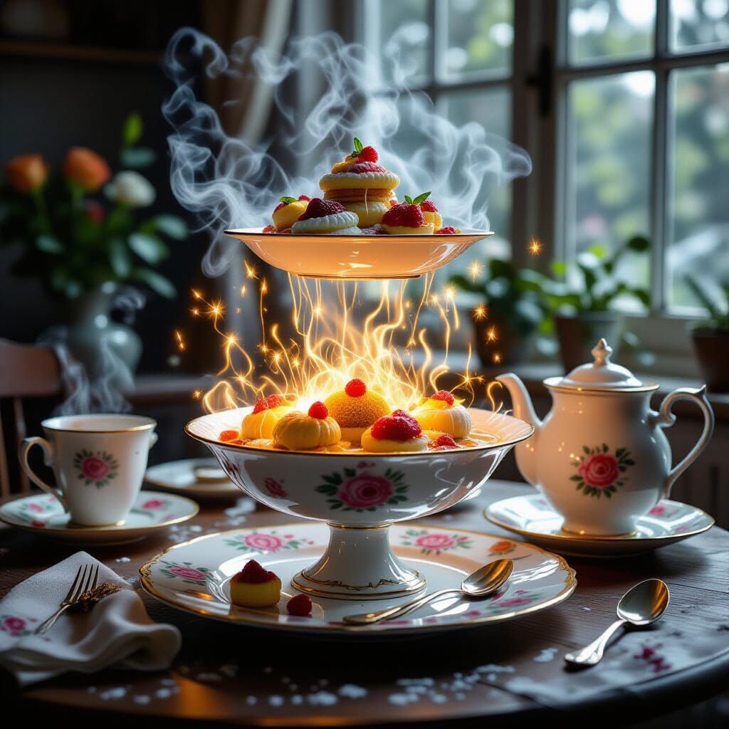Magical Levitating Feasts and Glowing Desserts Photography