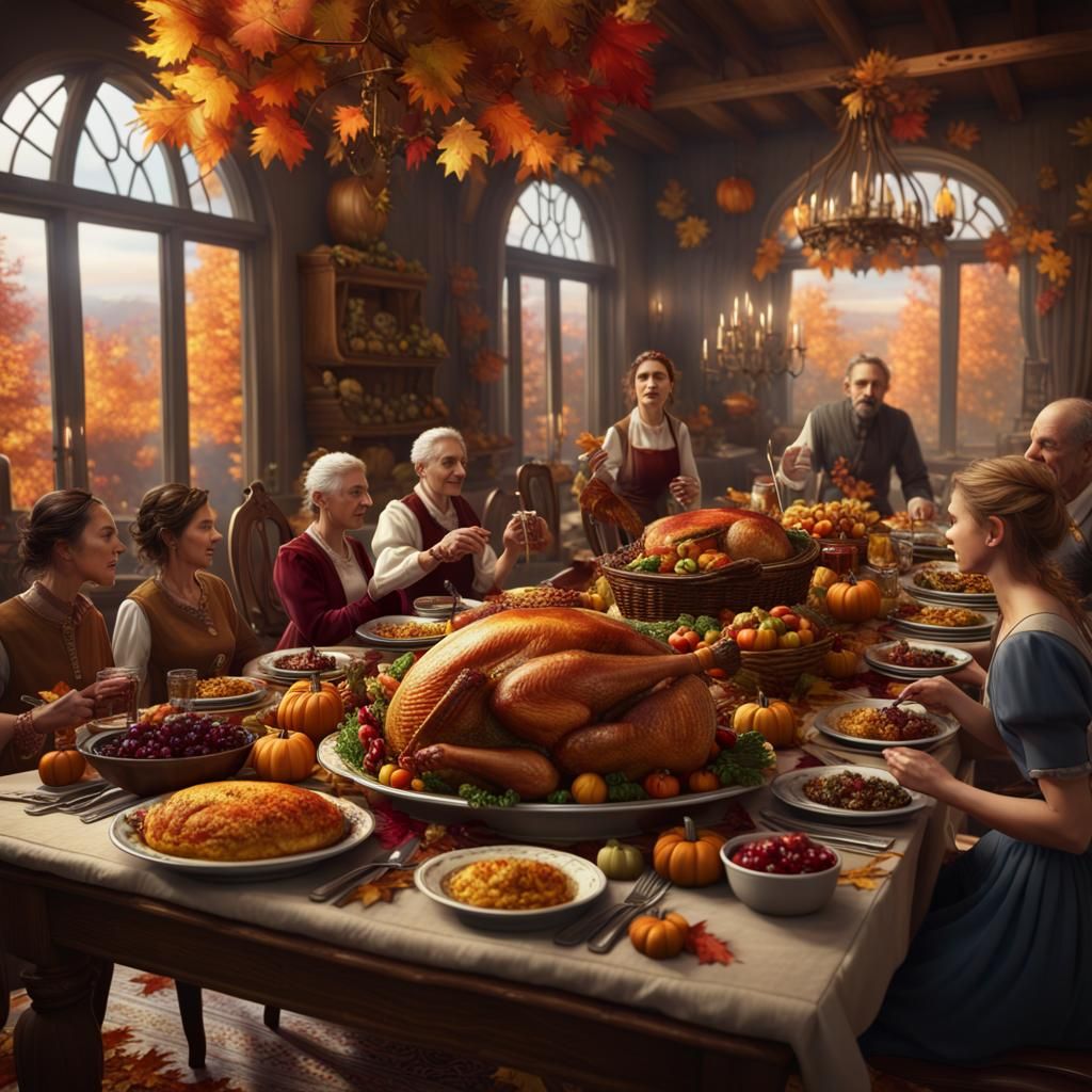 Thanksgiving Feast: A Detailed Matte Painting
