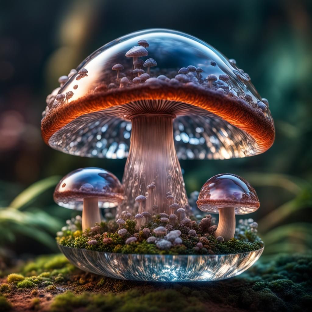 Crystal Mushroom: Dreamy, Colorful, Hyperrealistic 8k Detail