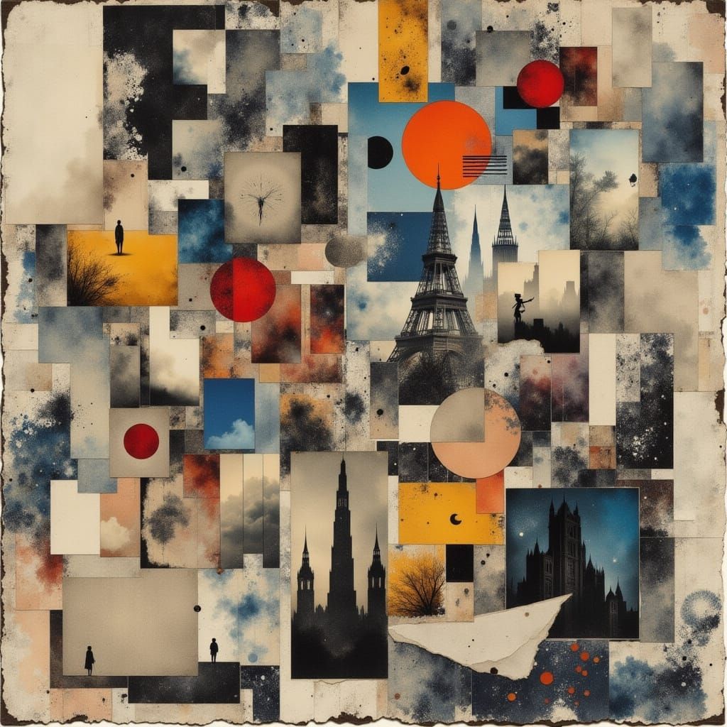 Abstract Textured Collage Art