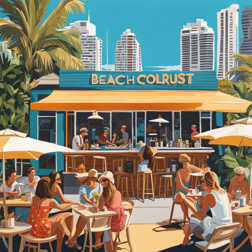 Gold Coast Beach Culture Digital Drawing for Cafe