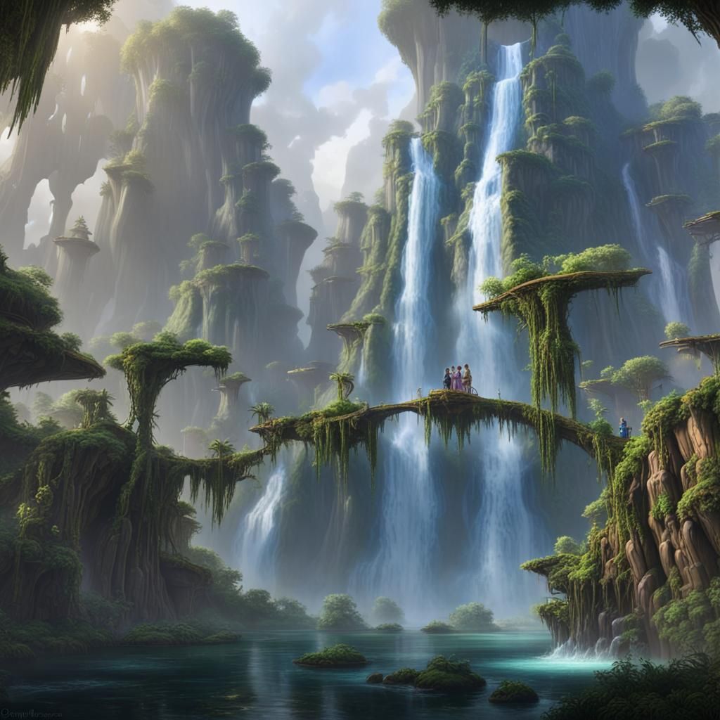 Epic Waterfall in Pandora's Floating Mountains