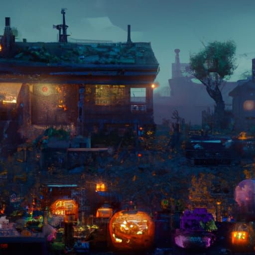 Halloween Horror: Detailed Matte Painting in 8k