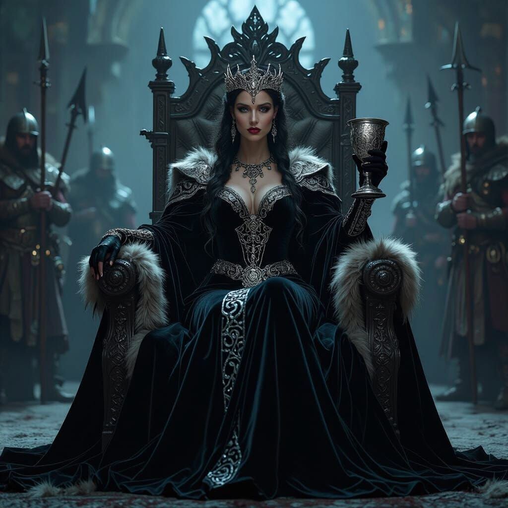 Celtic Queen Medb in Steampunk Throne Room