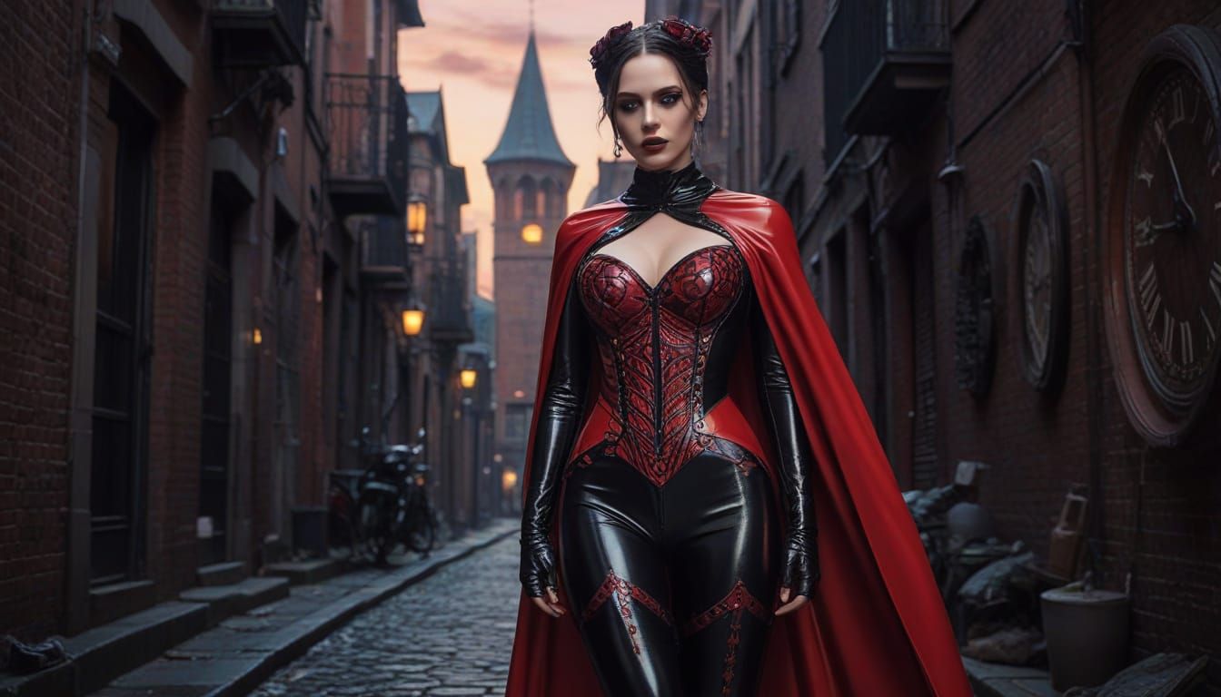 Gothic Goddess in Latex: A Hyper-Realistic Portrait