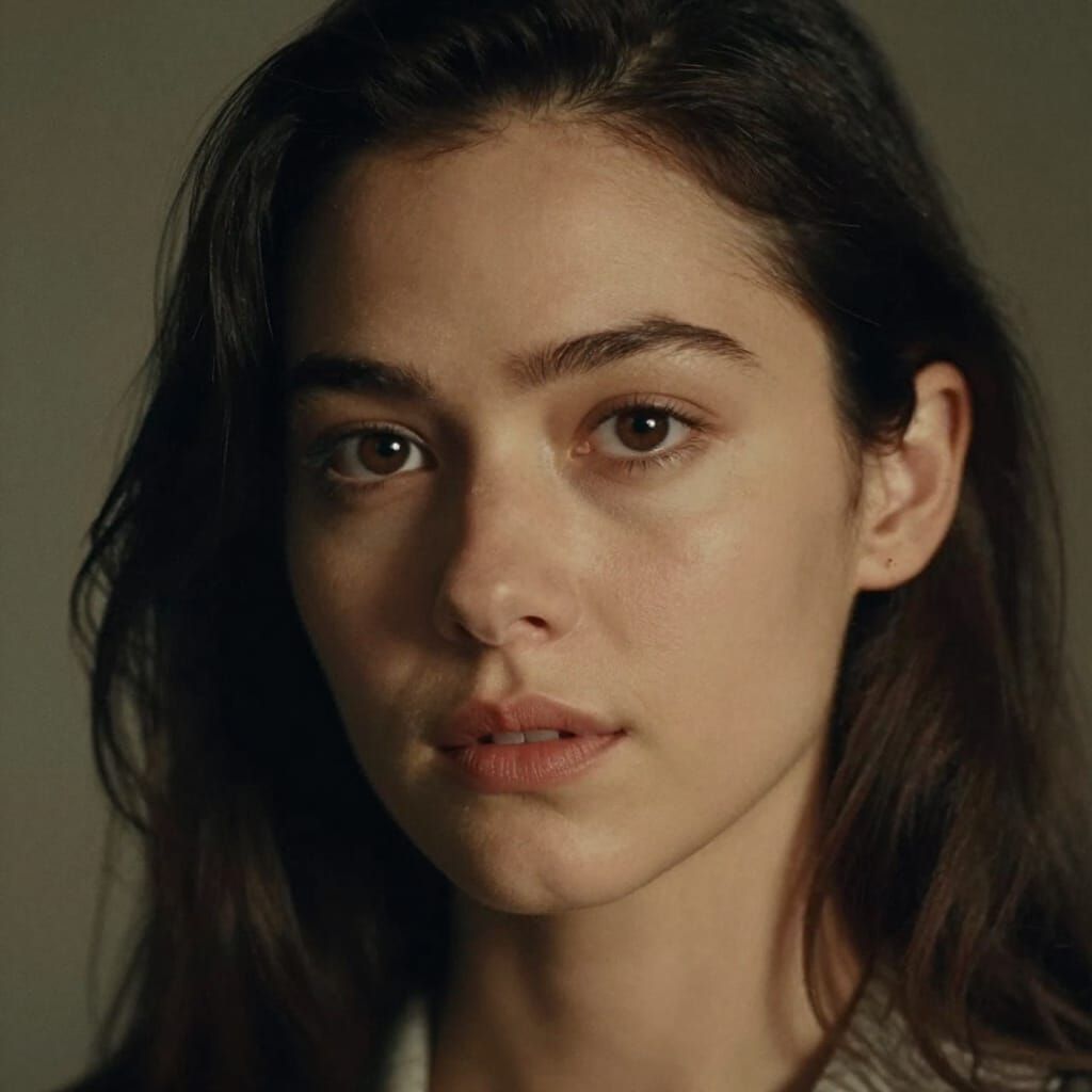 Cinematic Portrait of a Beautiful Woman with Dramatic Lighti...