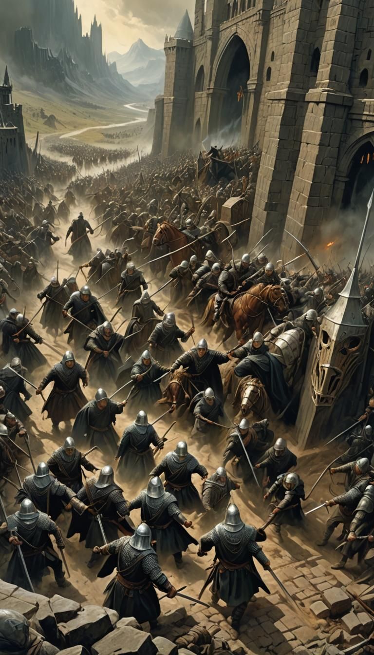Epic Battle at Helm's Deep: A Digital Painting