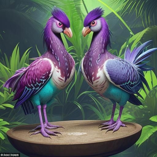 Magnificent Purple and Teal Birds with Fish