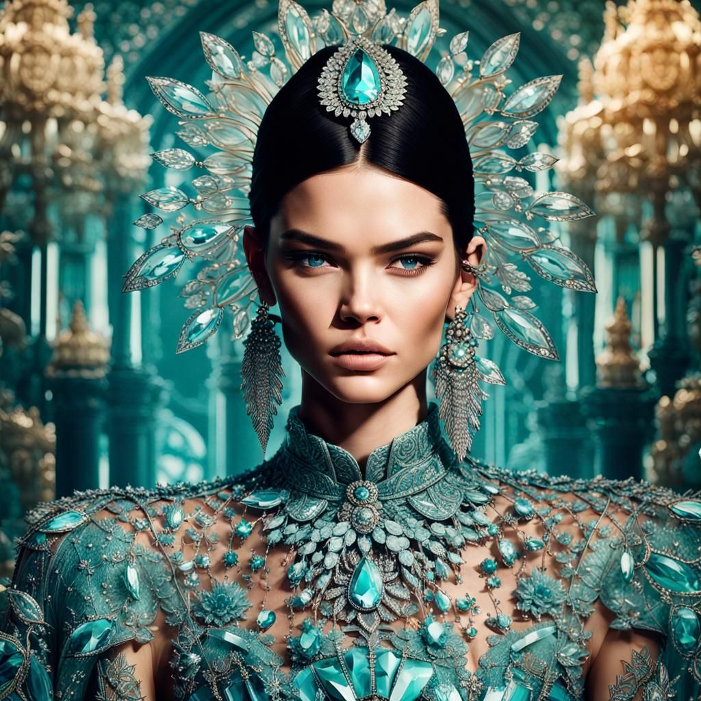 Crystalline Asian Woman in Hyperrealistic Style