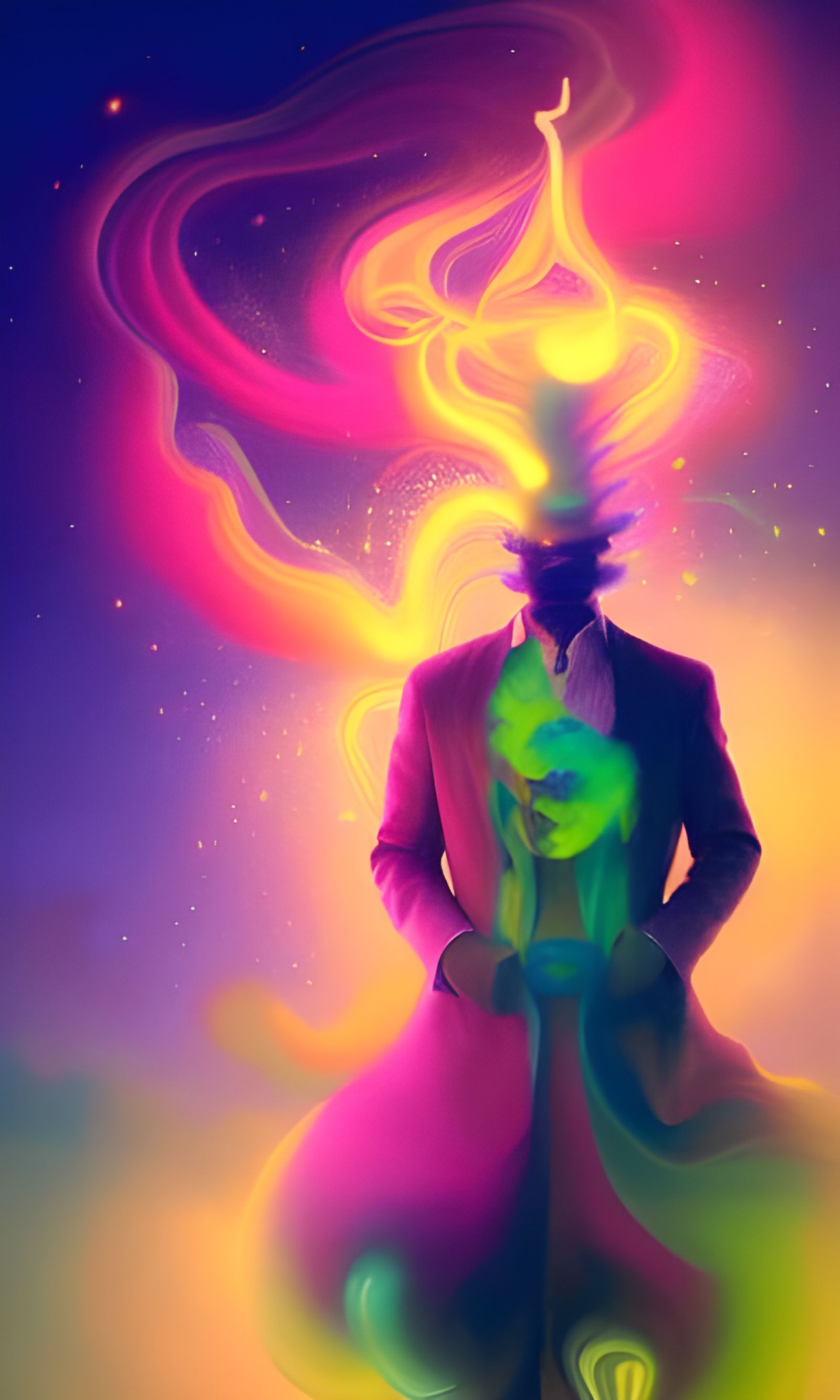 Luminescent Man Portrait in Surrealist Style