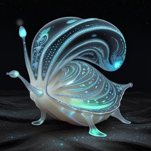 Bioluminescent Fractals in Glass Snail Shell