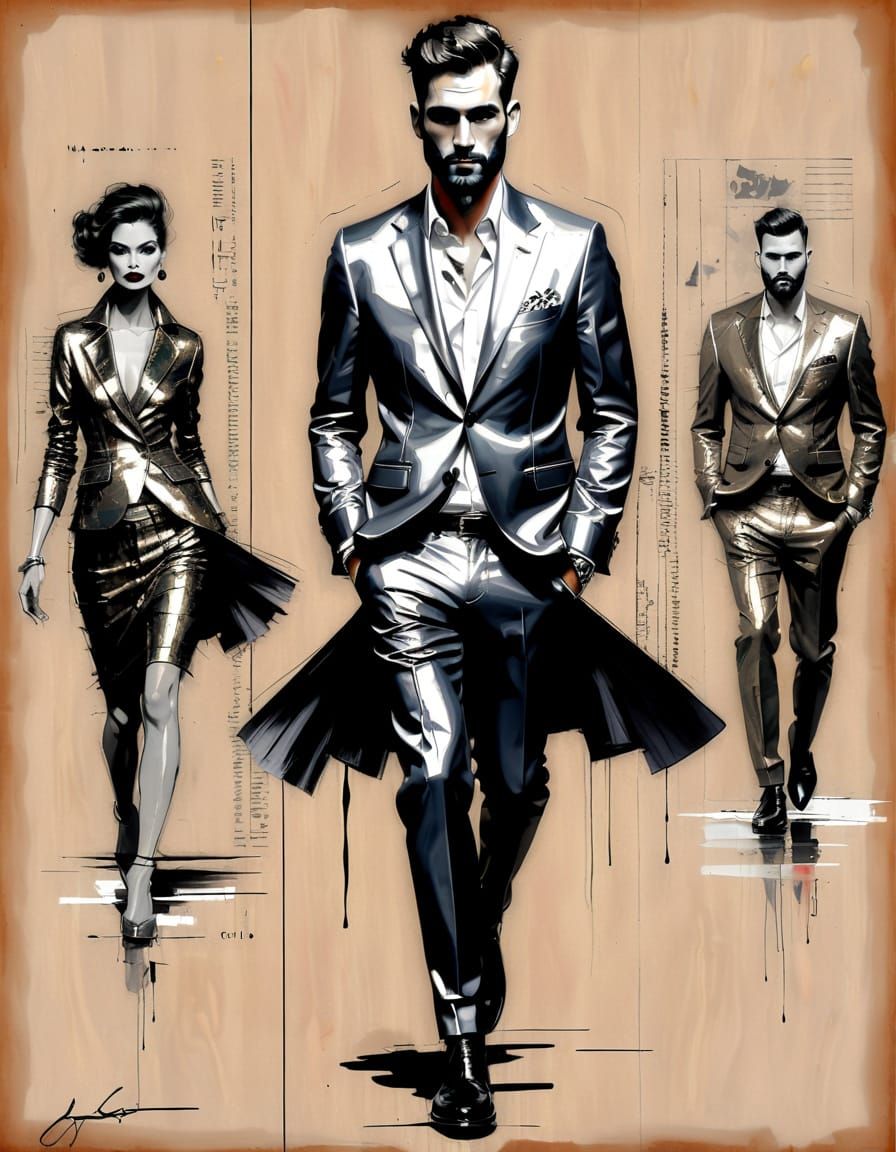 Dadcore Icon Struts Down the Catwalk in Metallic Glory