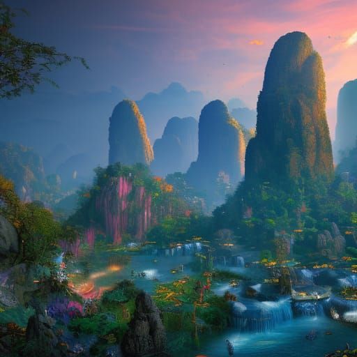 Fantastical Thailand: Detailed Matte Painting in Deep Color