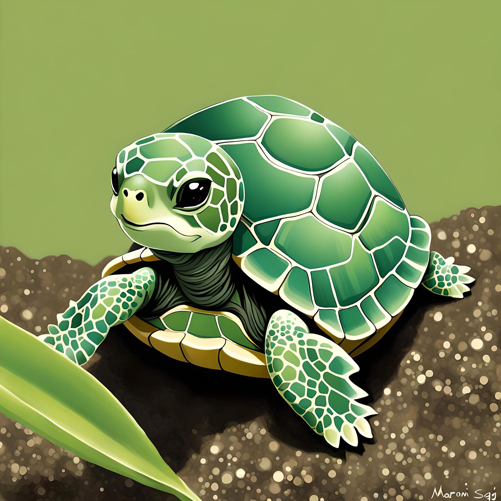 Adorable Baby Turtle Inspired by Maromi Sagi