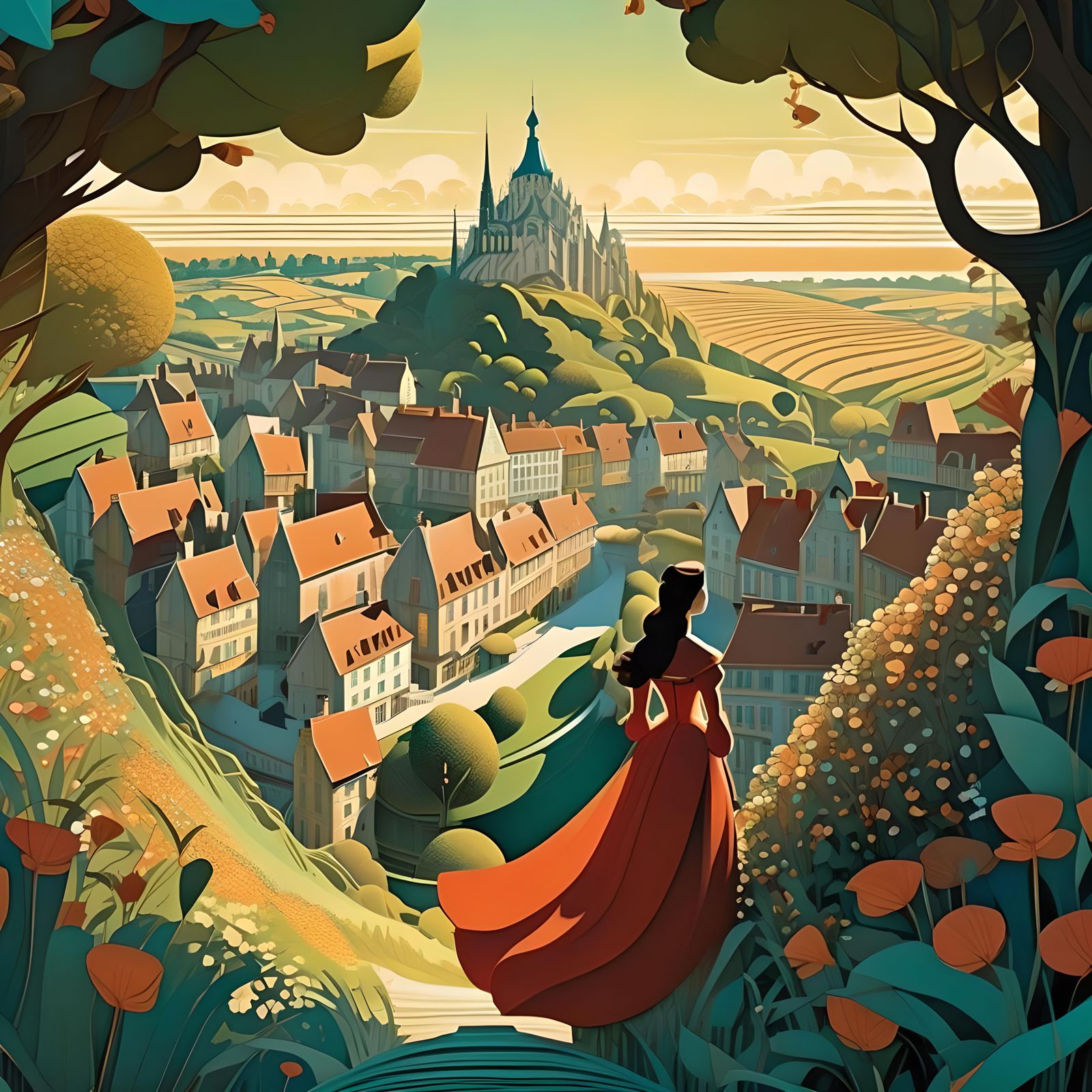 Normandy Landscape with Madame Bovary, 3D Maximalist