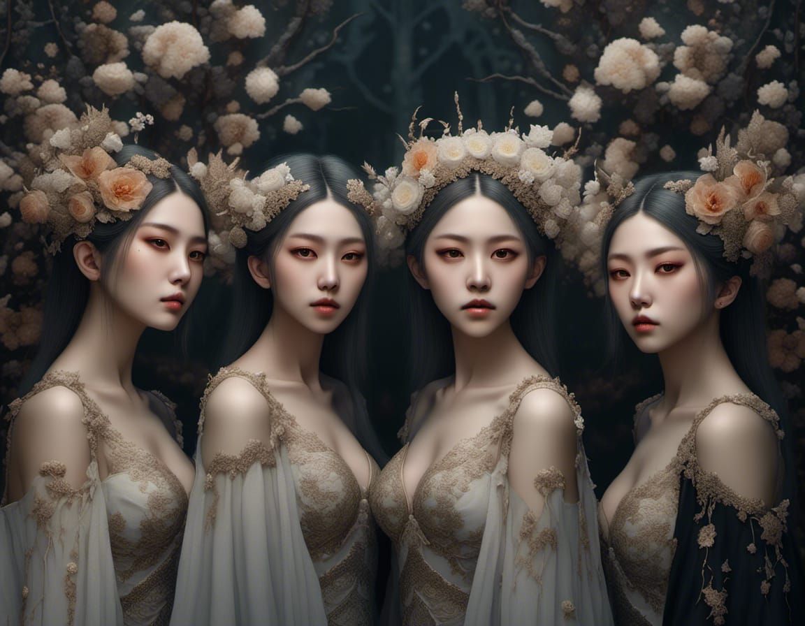 Ethereal Portrait of Four Tenors in Dreamlike Setting