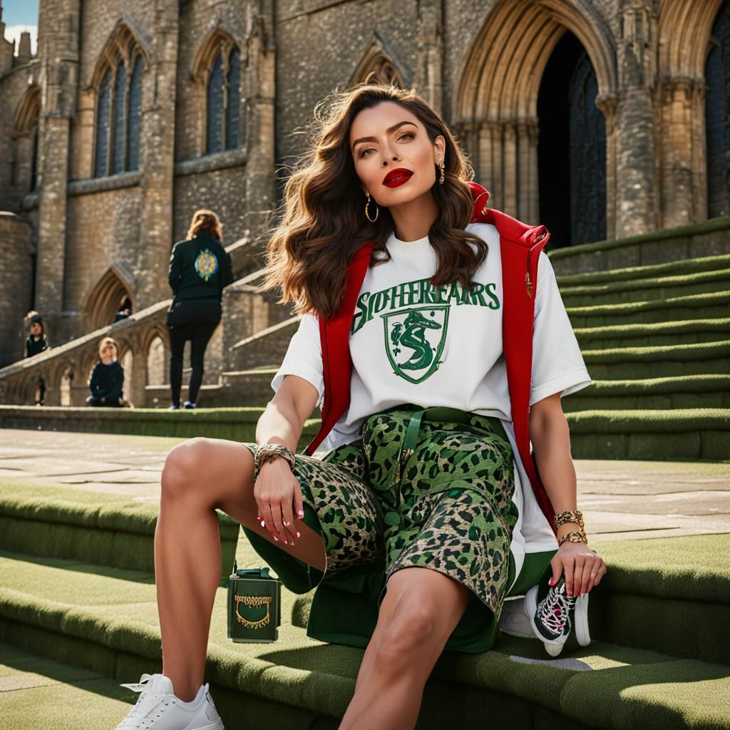 Slytherin Character Basking in Sunlight near Hogwarts