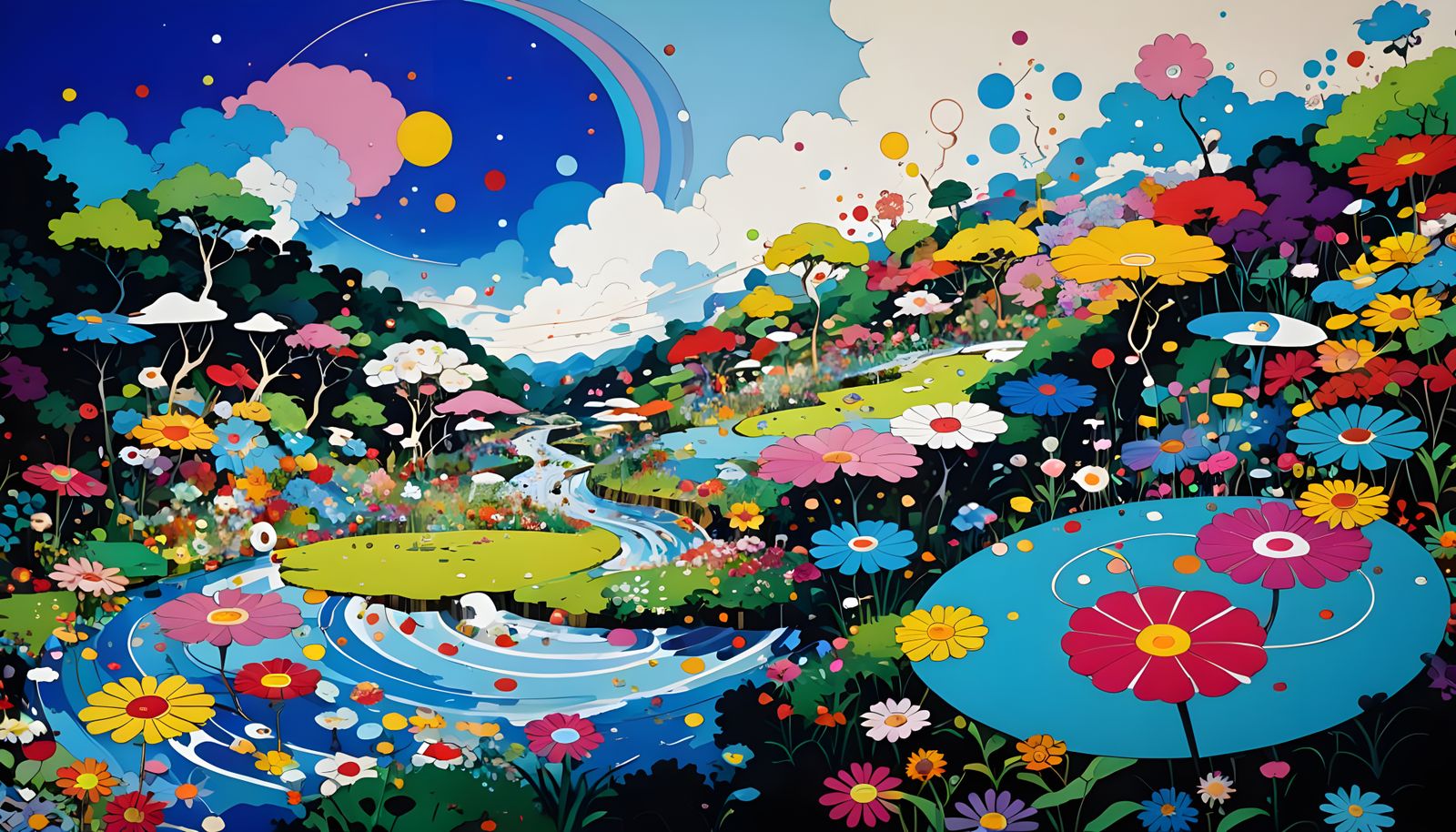 Kaleidoscopic Garden in Takashi Murakami Style