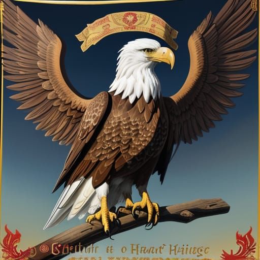 Majestic Eagle Coat of Arms in Oil Painting Style