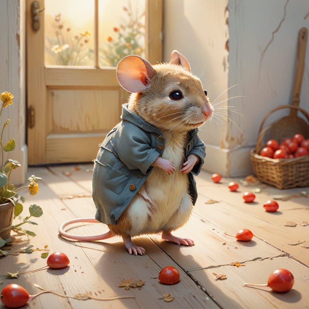 Shy Mouse in Watercolor, Children's Book Illustration