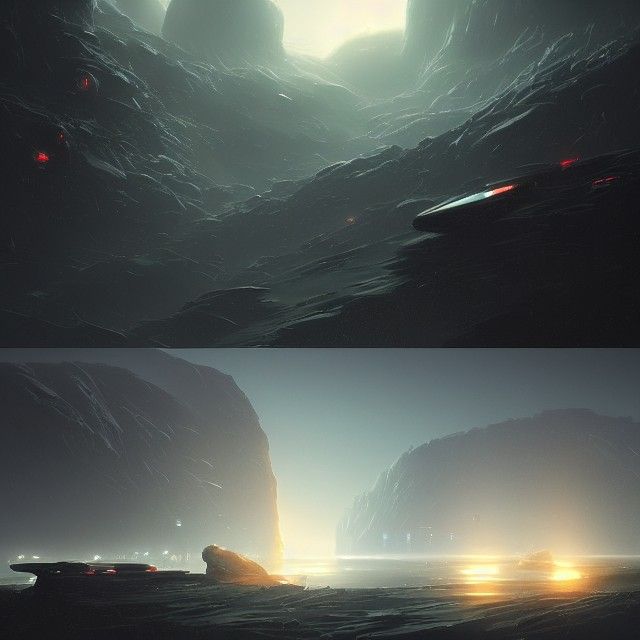 “A 3022 futuristic Sci-fi luminous landscape by Juan Pablo R...