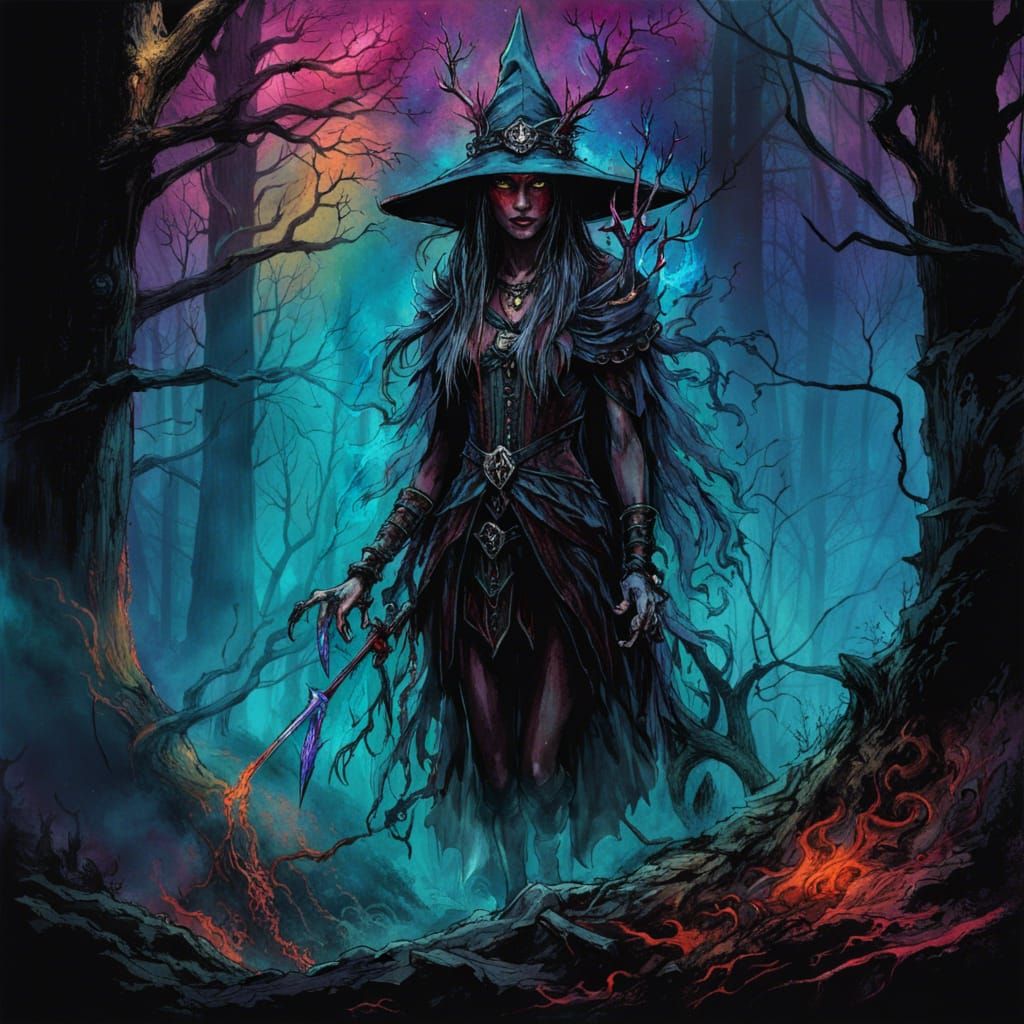 Feral Elven Druid in Ghostly Forest
