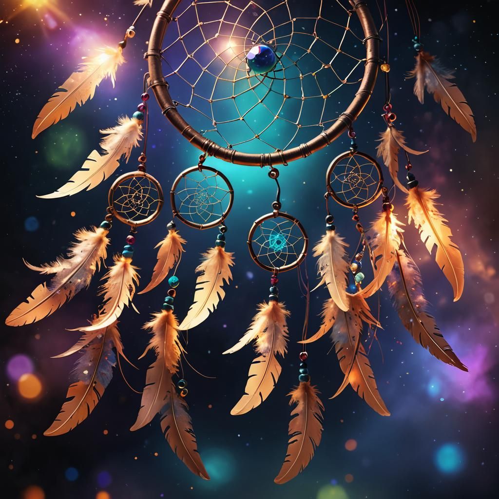 Iridescent Dreamcatcher with Stars and Lens Flares