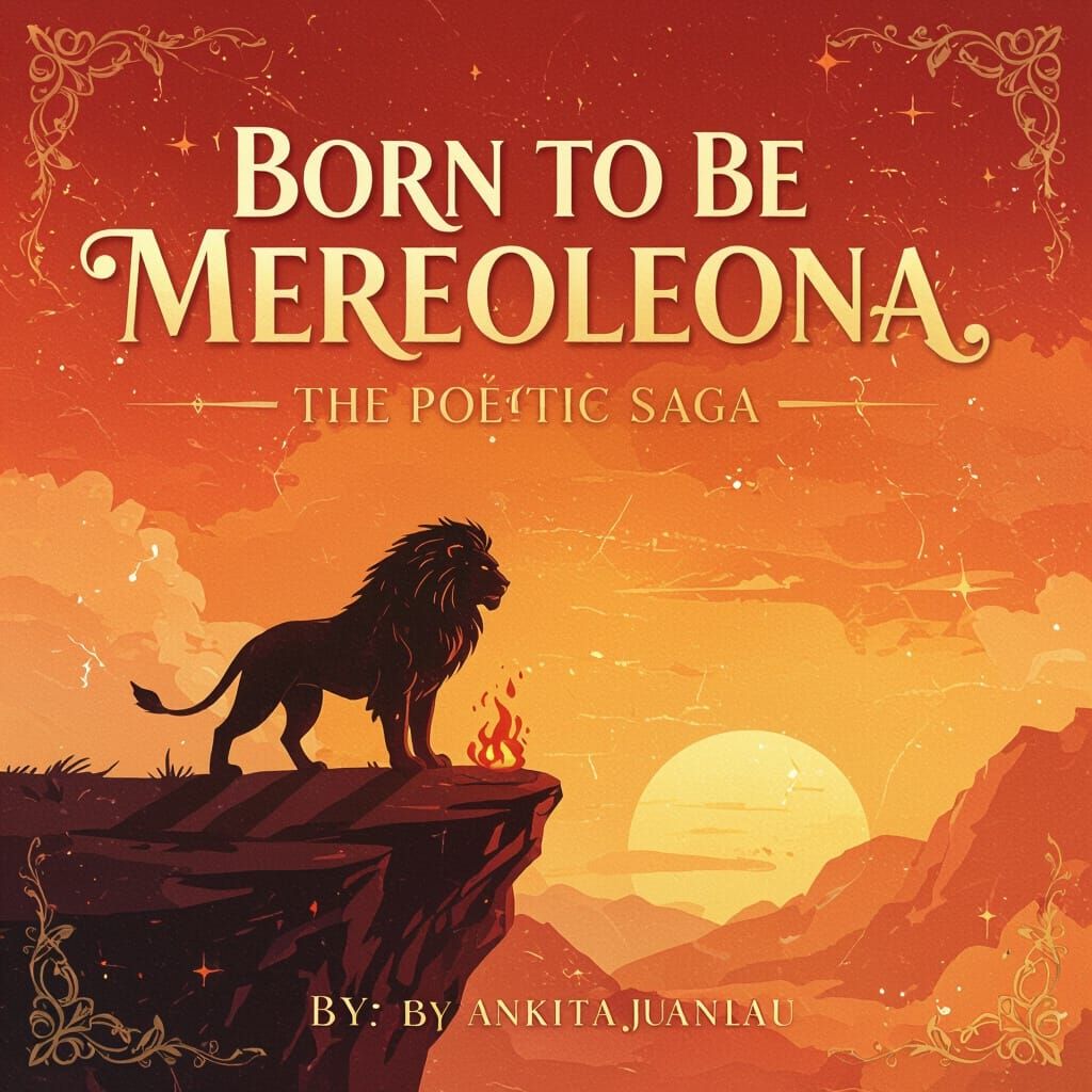 Fierce Lioness Portrait in Fiery Gradient: Concept Art