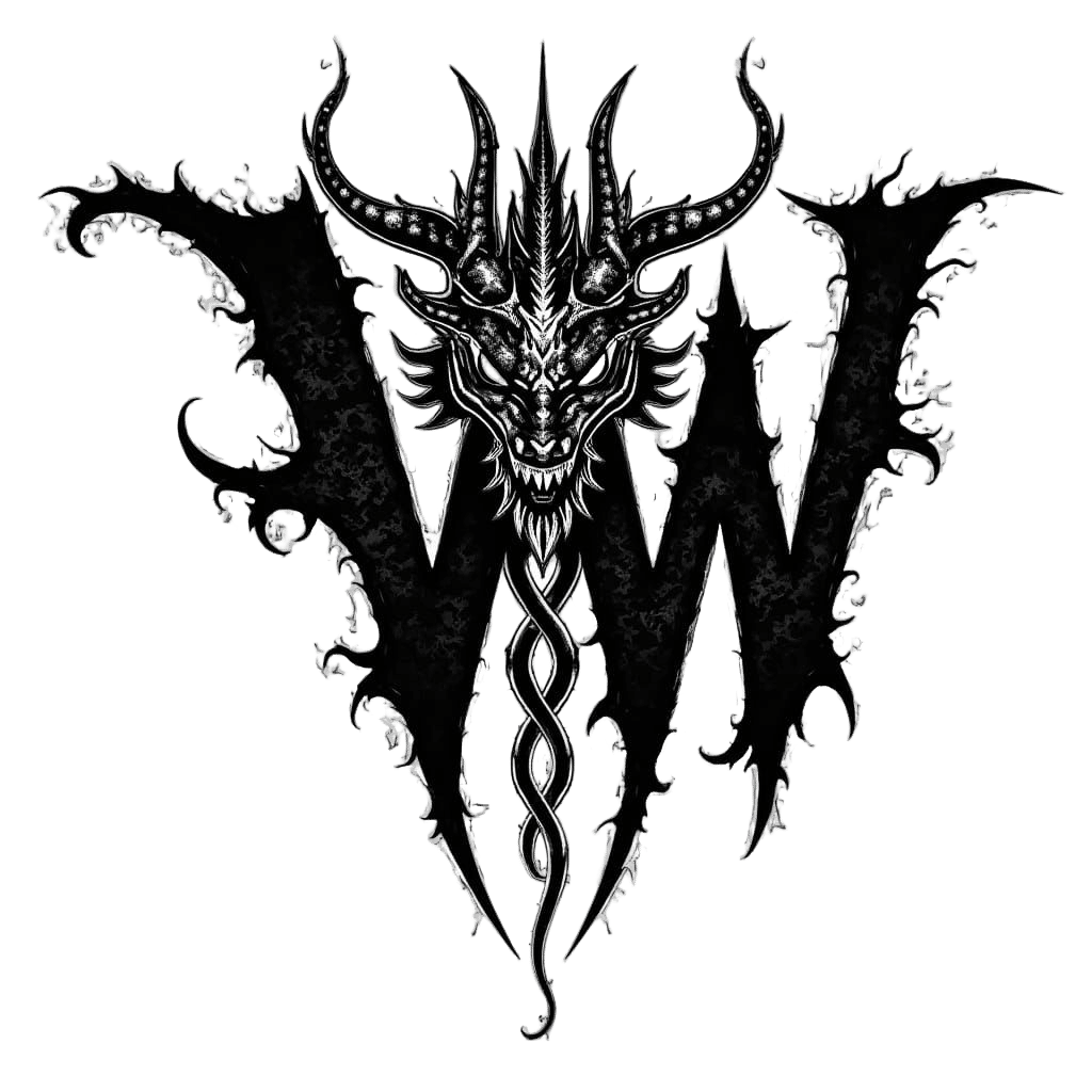 VW Dragon Logo in Distressed Tribal Tattoo Style with Underg...