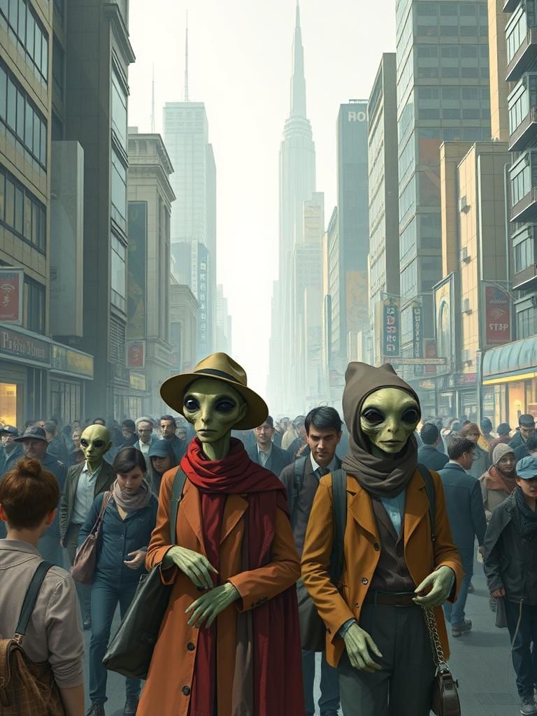 Humanoid Aliens Blend into Cityscape